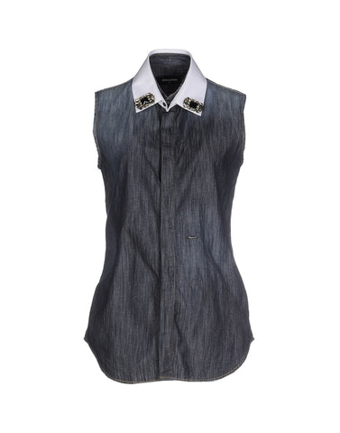 Denim Shirt with Collar Embelishment