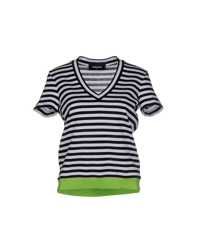 Striped T-shirt with Green Detailing