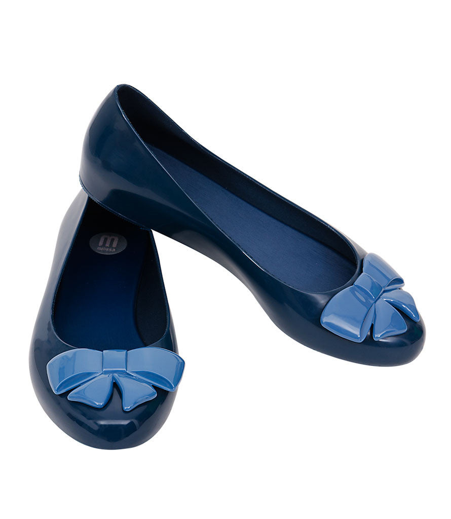 Melissa Bow Ballerinas - Navy Flat Belly With Big Navy Bow