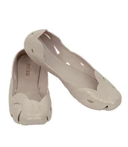 The Melissa Snake + Animale Flat- Beige Snake Print Flat Belly