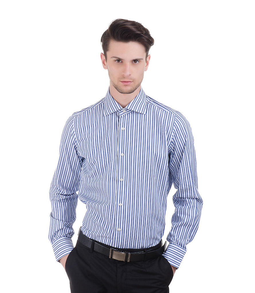 ALEA BLUE BIG & SMALL STRIPE SHIRT