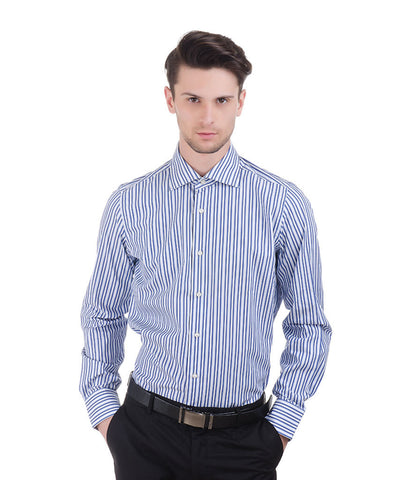 ALEA BLUE BIG & SMALL STRIPE SHIRT