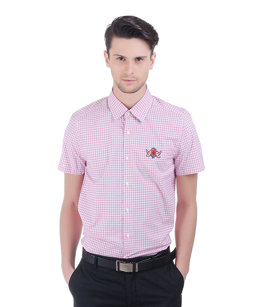 Christian Lacroix Pink Check Shirt With Lacroix Logo