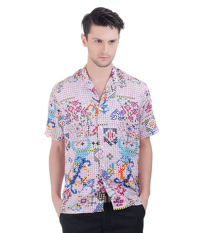 Lilac Multi Color Print Check Christian Lacroix Shirt