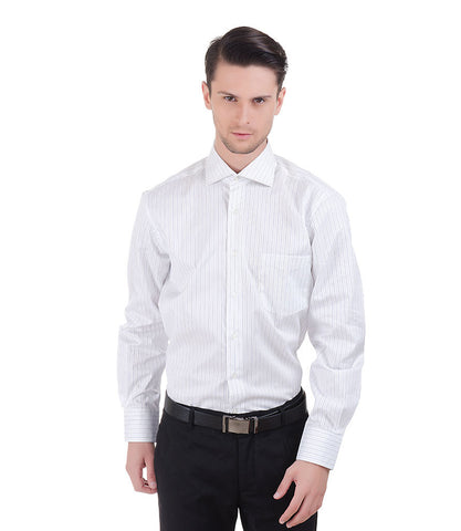 Nina Ricci Lt. & Dark Blue Thin Stripe On White Shirt