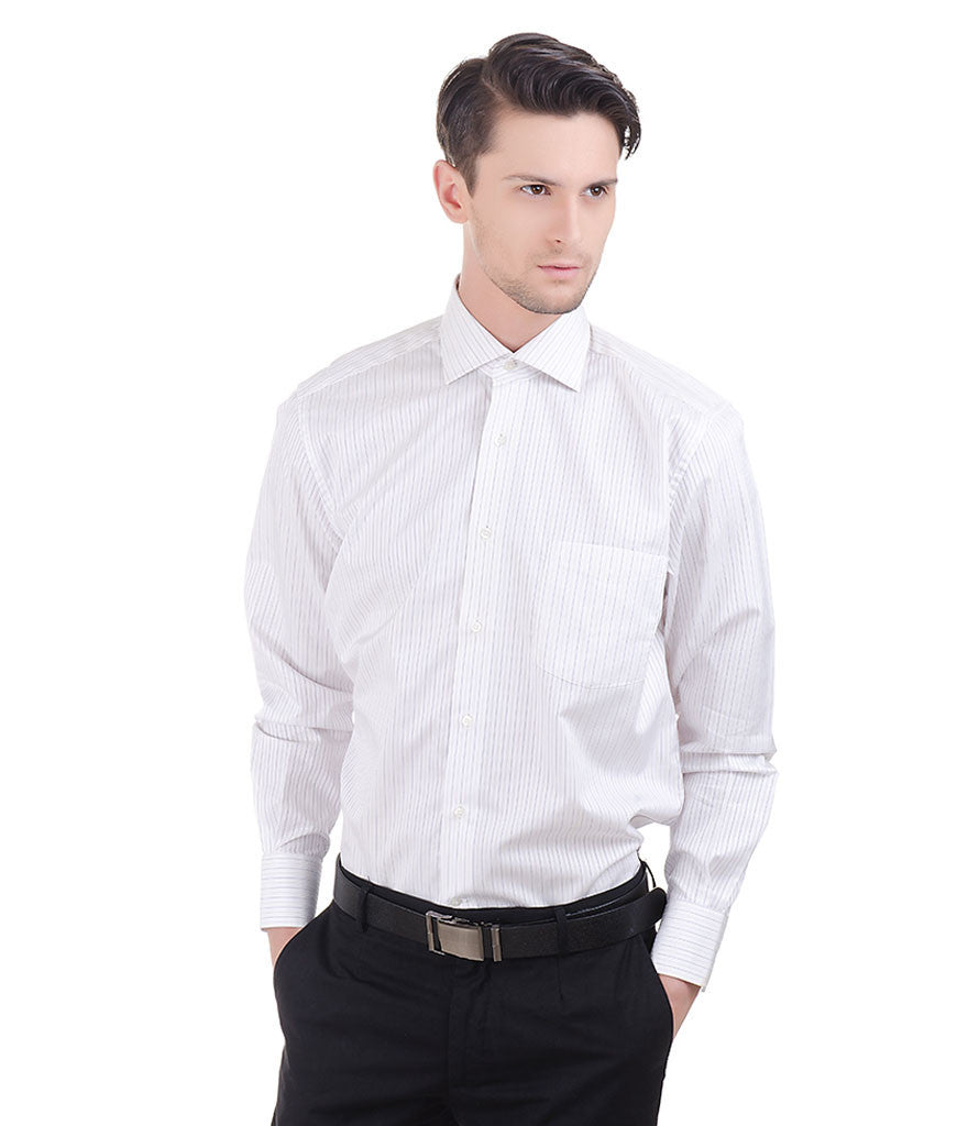 Nina Ricci Lt. & Dark Purple Thin Stripe On White Shirt