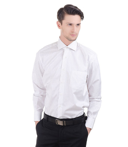 Nina Ricci Lt. & Dark Purple Thin Stripe On White Shirt