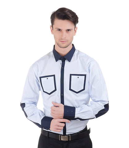 Lagerfeld Lt.Blue Shirt With Navy Collor And Pocket