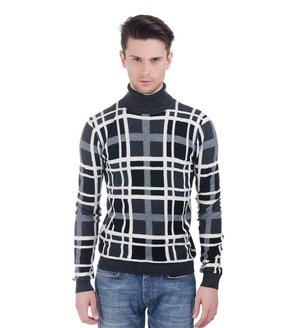 Lagerfeld Black,White & Grey Check High Neck Pullover