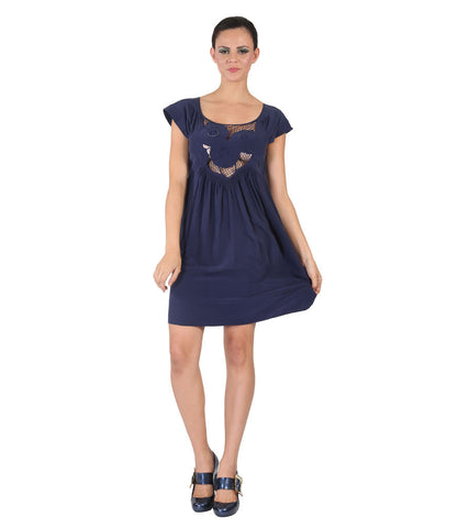 Farhi Navy Blue CutWork Dress