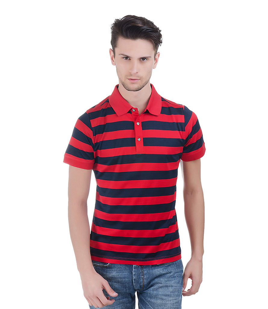 Lagerfeld Red & Blue Stripe Polo T-Shirt