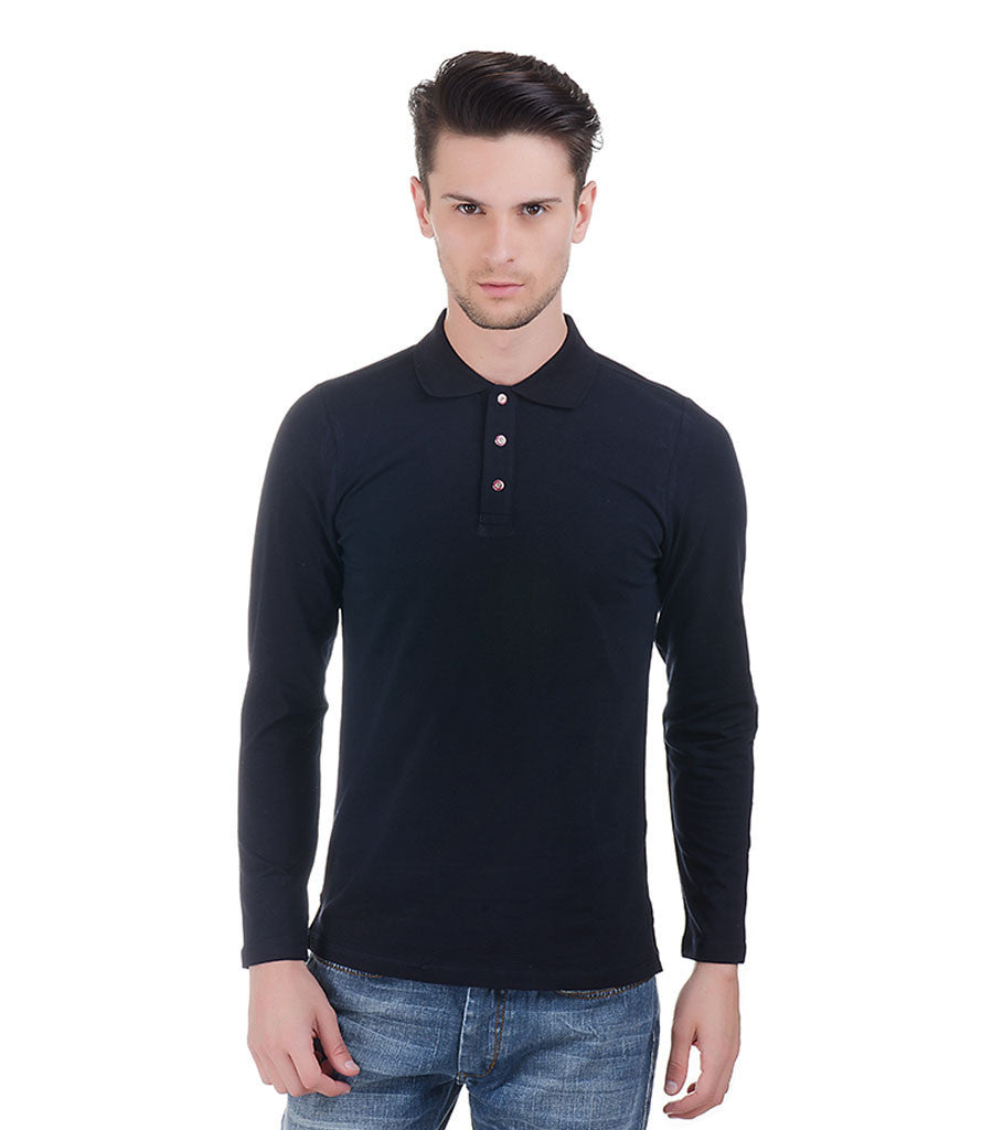 Lagerfeld Navy Polo T-Shirt With Red Buttons
