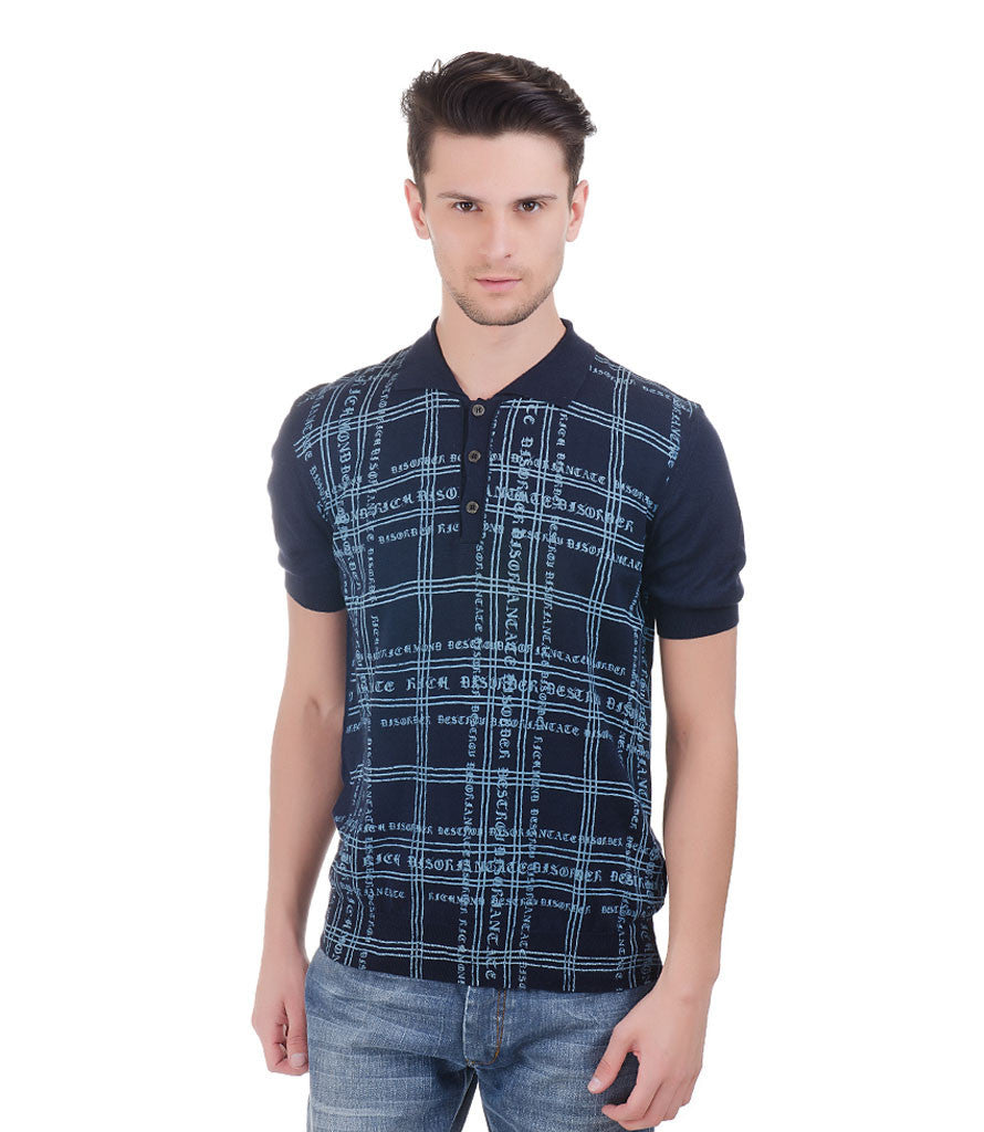 Richmond Navy T-Shirt With Lt. Blue Print