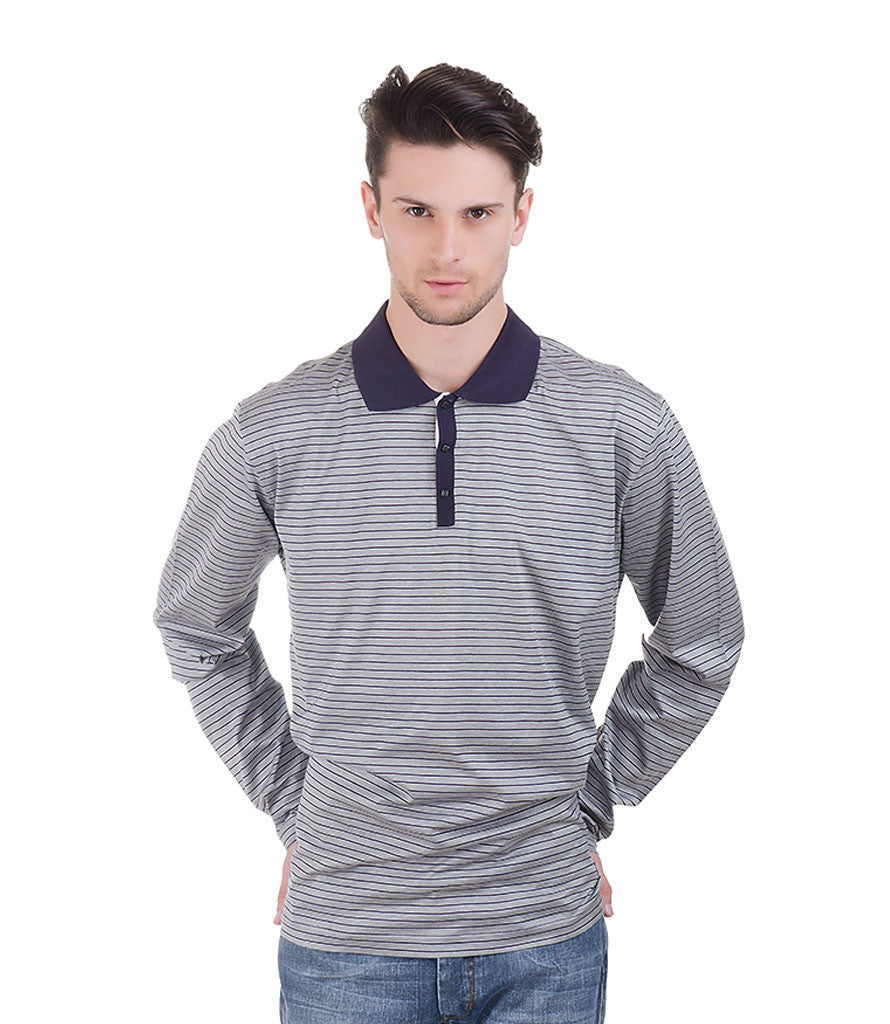 Lagerfeld Grey & Purple Stripe With Dark Purple Collar