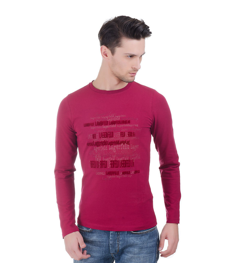 Lagerfeld Maroon Fullsleeve T-Shirt