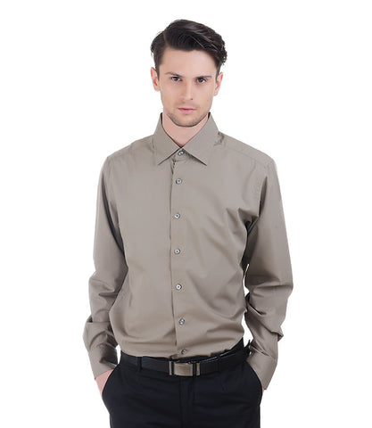 Christian Lacroix Plain Beige Shirt With Lacroix Map Print Inside Collar