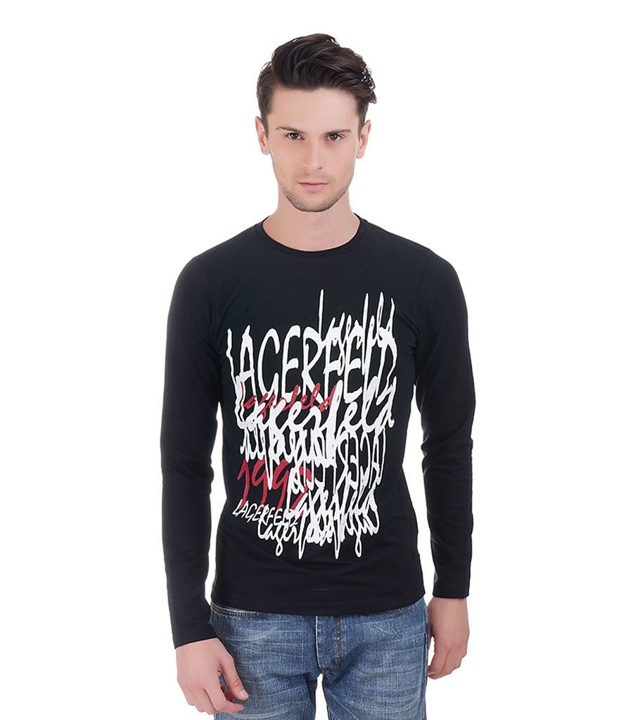 Lagerfeld Black Printed Full Sleeve T-Shirt