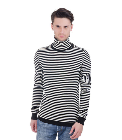 Richmond Black & White Stripe High Neck pullover