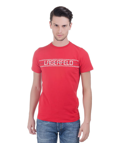 Lagerfeld Red Round Neck T-Shirt