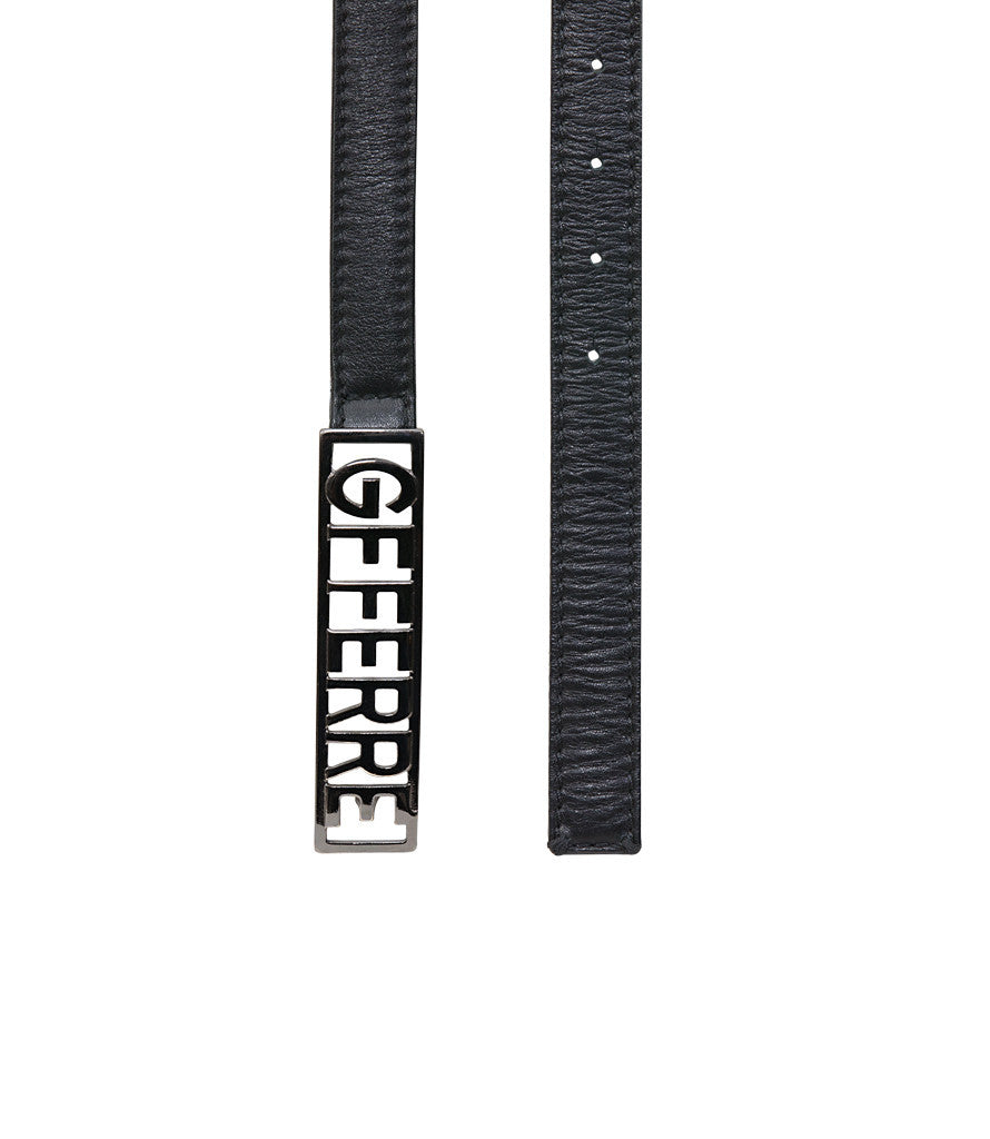 GF Ferre Black Metal Logo Lettering Belt