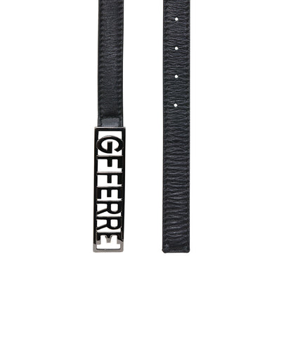 GF Ferre Black Metal Logo Lettering Belt