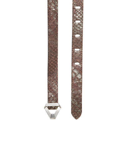 Francesco Biasia Shiny Brown Snake Print Leather Belt
