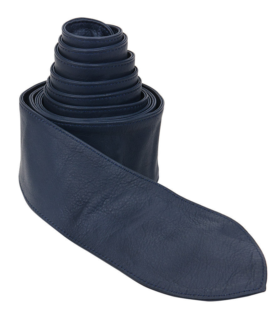 Nicole Farhi  Royal Blue Leather Tulip Tie Belt