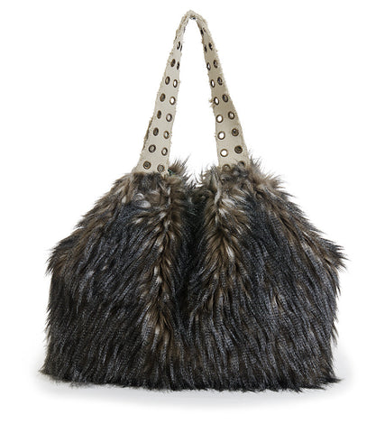 Custo Barcelona Fur And Canvas Reversible Bag
