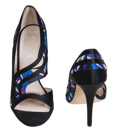 Emilio Pucci Blue, Black And Purple Printed Sandals