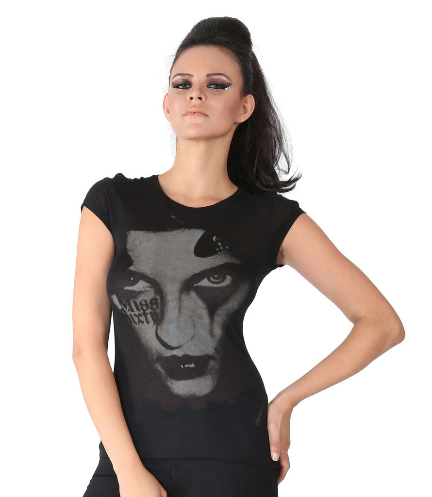 Miss Sixty Black T-Shirt With Grey Print