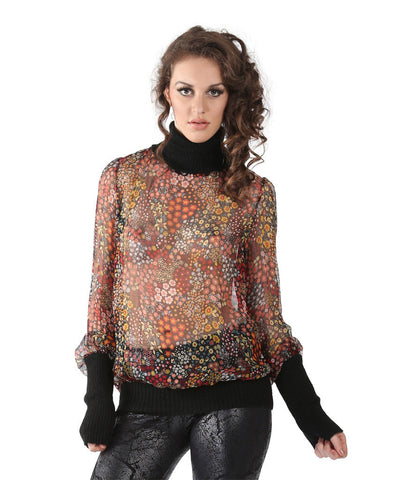 Miss Sixty Floral Printed High Neck Top