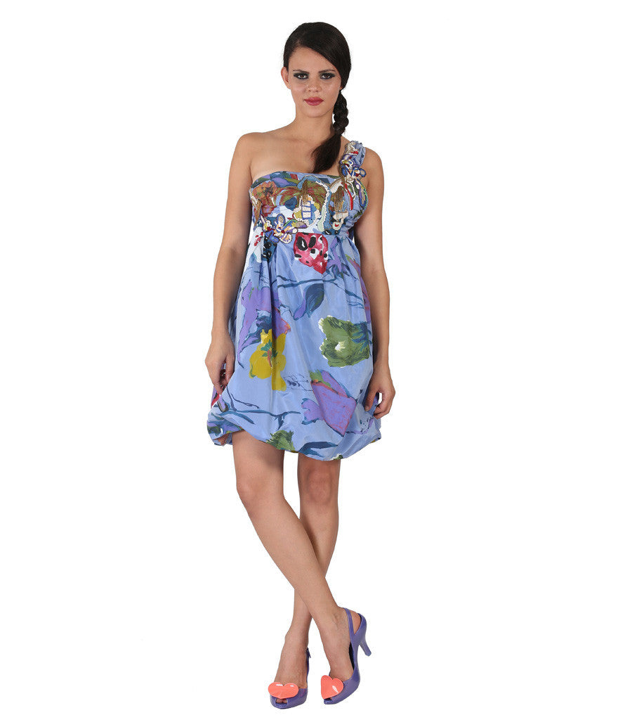 Christain Lacroix Lt. Blue Lacroix Printed Dress