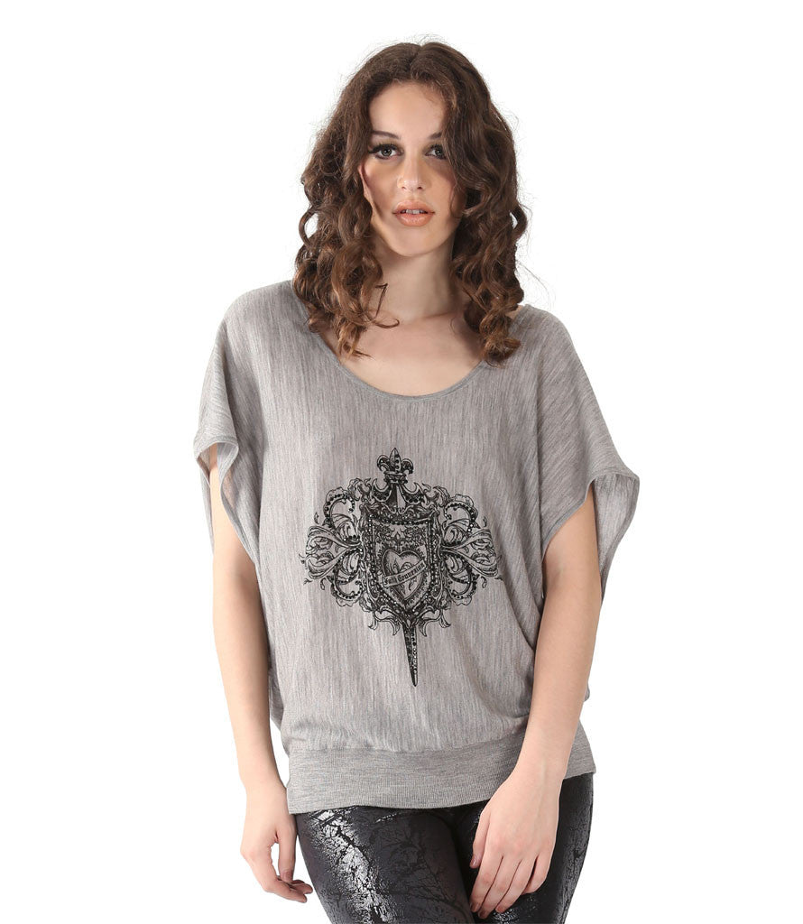 Grey Top With Black Faith Infront