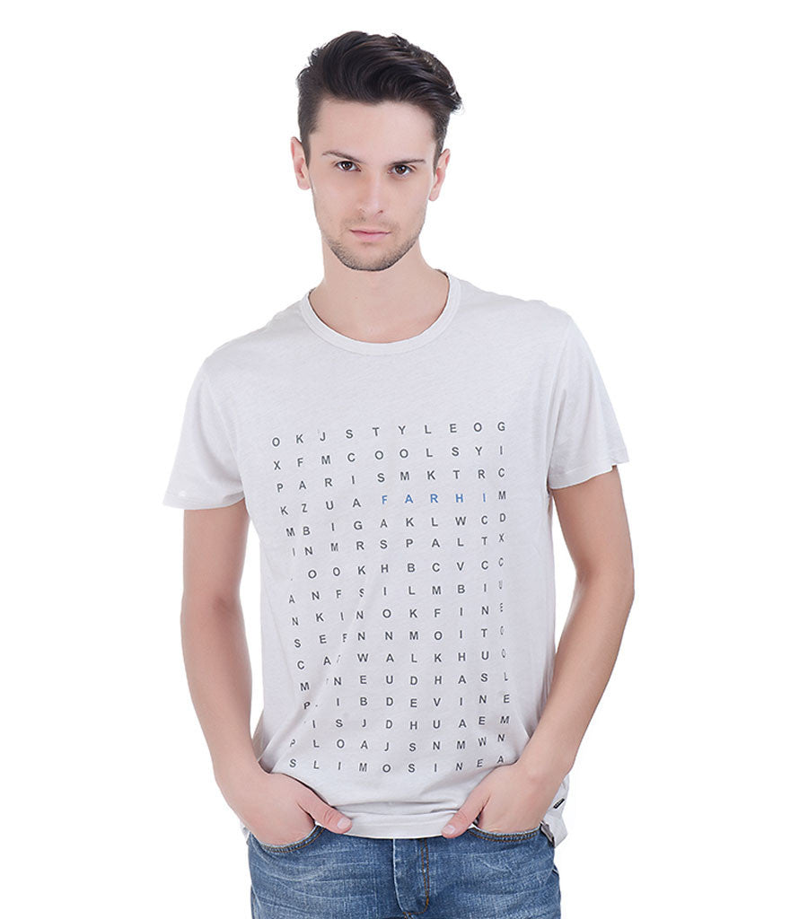 Farhi Dull Beige With Alphabetic Print T-Shirt